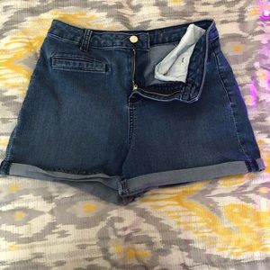 Blue High Rise Shorts